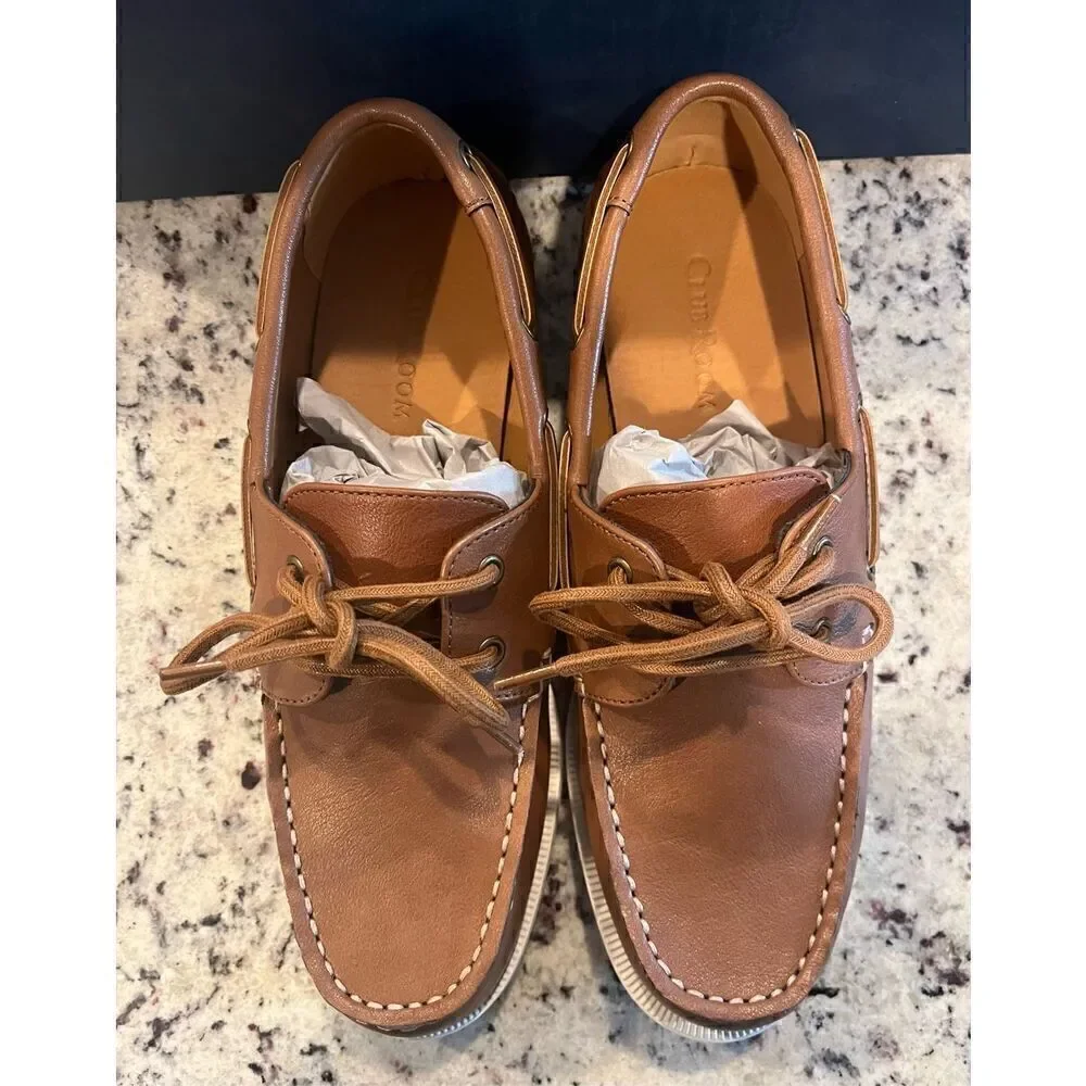 Clubroom Mens Brown Comfort Elliot Round Toe Lace-Up Boat Shoes